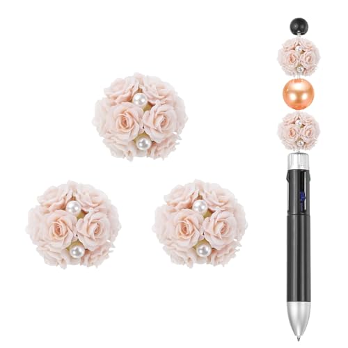 Perles focales en strass gris rose de 2 cm pour stylos et bijoux x5
