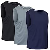 ZENGVEE Pack of 3 Tank Top Herren Ärmelloses Shirt Muskelshirts Tanktop Herren Funktionsshirt Sleeveless Atmungsaktive Fitness Achselshirt Sport Trainingsshirt Männer (0303-Black Grau Nave-XL)
