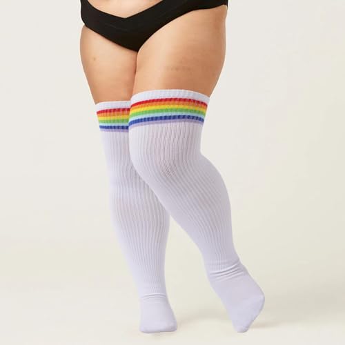 Image of Plus Size Thigh High Socks for Women Thick Thighs Cotton Knit Extra Long Over the Knee Leg Warmer