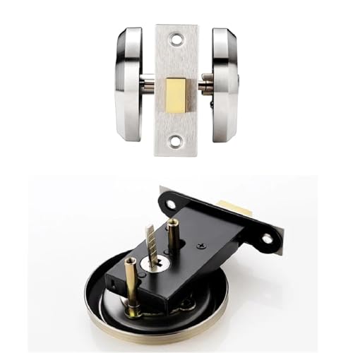 Cerradura Invisible para Puerta Corredera 1Pcs con Llave, Interior, Antirrobo, Doble Cara, Redonda, Acero Inoxidable (Plata Oblicua) miniatura 5
