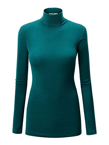 Image of Lock and Love Women's Turtleneck Top Lightweight Long Sleeve Slim Fit Pullover, Soft Rayon Stretch Layering Basic, S-3XL