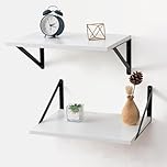 Mardili 12 Inch Deep Floating Shelves for Wall, 16W x 12D Wood Wall Shelves Set of 2-White