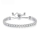 HEEYA Cadeau Femme Bracelet Argent 925 Bracelet argent femme 5A Cubique Zirconium Tennis Bijoux Réglable Cristal Bracelet