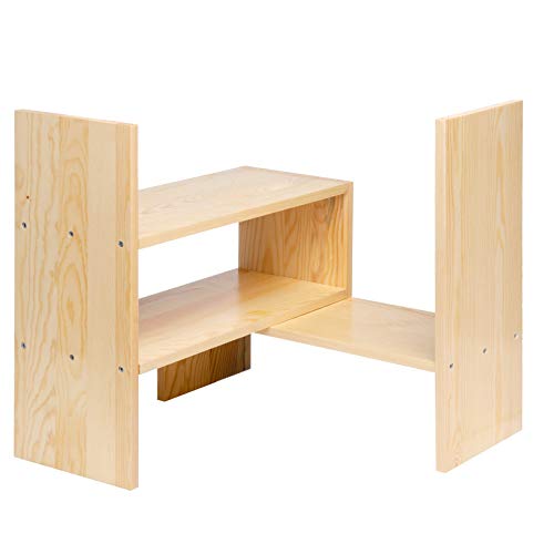 Vergoodr Desktop Organizer Office Storage Rack Adjustable Natural Wood Display Book Shelf Stand Rack Wood Caddy Desk Organizer Set Office Storage Expandable Tabletop #TOP4