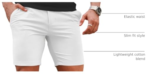 Image of GINGTTO Mens Slim Fit Shorts Plaid Chino Short Tapered Leg Skinny Stretch