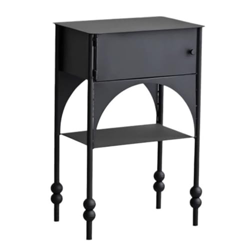 WFchenj222-6 Mesa de Centro Mesa Auxiliar de sofá Retro Negra, Mueble Estrecho, mesita Noche, Mesa Centro for el Ocio, Dormitorio y balcón