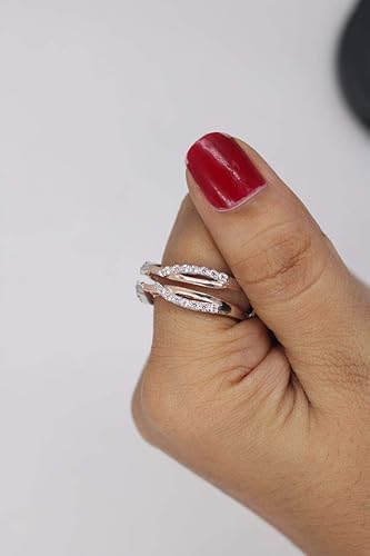 Purvika Jewels 2 ct Round Cut White Diamond Enhancer Solitaire Engagement Ring, 14k Rose & White Gold Over Guard Wrap