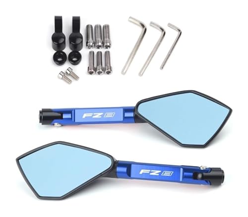 Espejo retrovisor de motocicleta antideslumbrante azul compatible con Yamaha FZ8 lateral