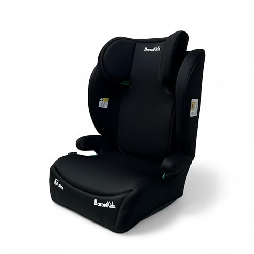 Baroni Kids Elevador de coche con respaldo i-Size 100-150 cm, reposacabezas ajustable, asiento acolchado, funda extraíble y lavable (estándar)