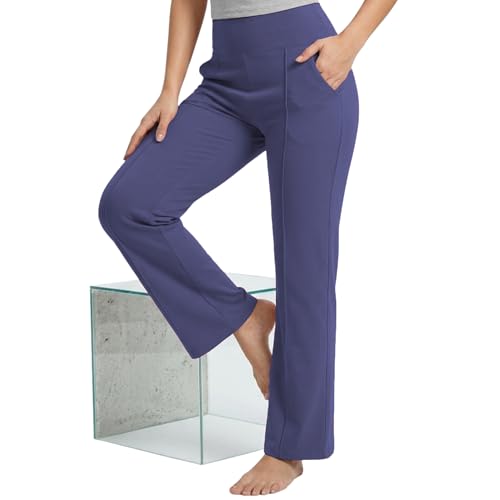 Image of NINQ Women High Waist Flare Pants Lite Regular | Smart Casual Korean Trouser for Office Wear, Gym, Sports, Travel & Daily Styling