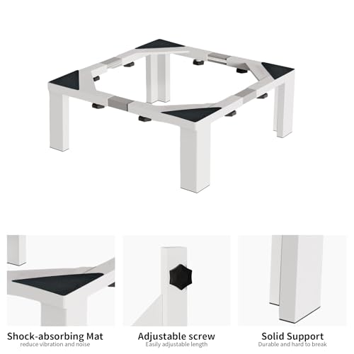 Image of 1200LB Heavy-Duty Stainless Steel Laundry Pedestal | Universal Riser for Front Load Washer & Dryer | Anti-Vibration Design, Tool-Free Install(White)