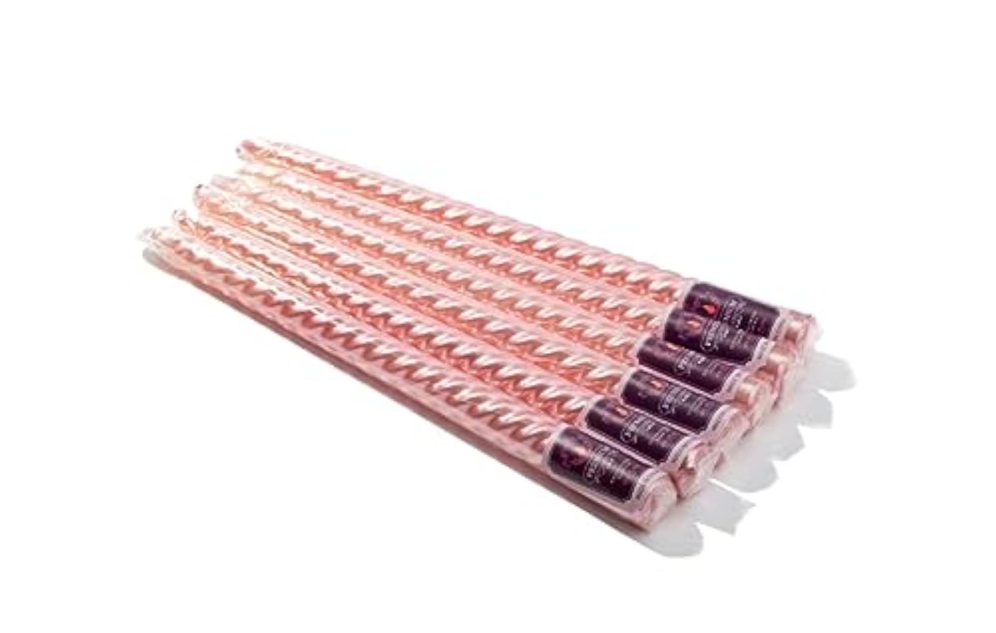 Spiral Wax Taper Candles, Unscented Pink Candlestick Set