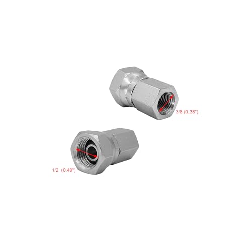 Image of (2-PACK) 1405-02-04 Hydraulic Hose Adapter Fitting 1 /8 inch Female (1 /8 inch-27NPTF)x1 /4 inch Female Swivel (1 /4 inch-18NPSM) Straight Pipe Connector Carbon Steel