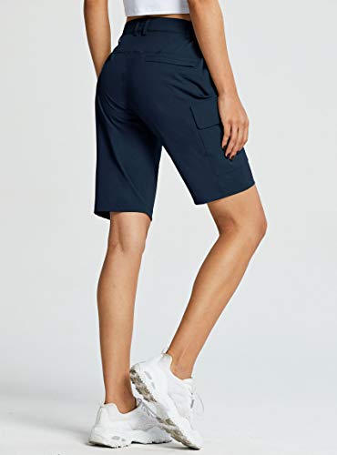 Maskert Women's Quick Dry Hiking Shorts Lightweight Cargo Shorts Water Resistant Summer Outdoor Travel Camping, Navy Blue L #TOP1
