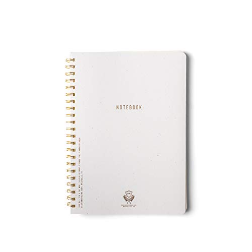 Designworks Ink A4 - 8.25" x 11.625" Speckled Ivory White Textured Paper Notebook Journal with Gold Accents, Lined Pages, and Durable Spiral Binding for Work, Writing, Journaling