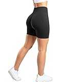 RIOJOY Scrunch Butt Sport Shorts Damen Seamless Push Up Leggings Kurz Gym Fitness Workout Booty Shorts, Schwarz M