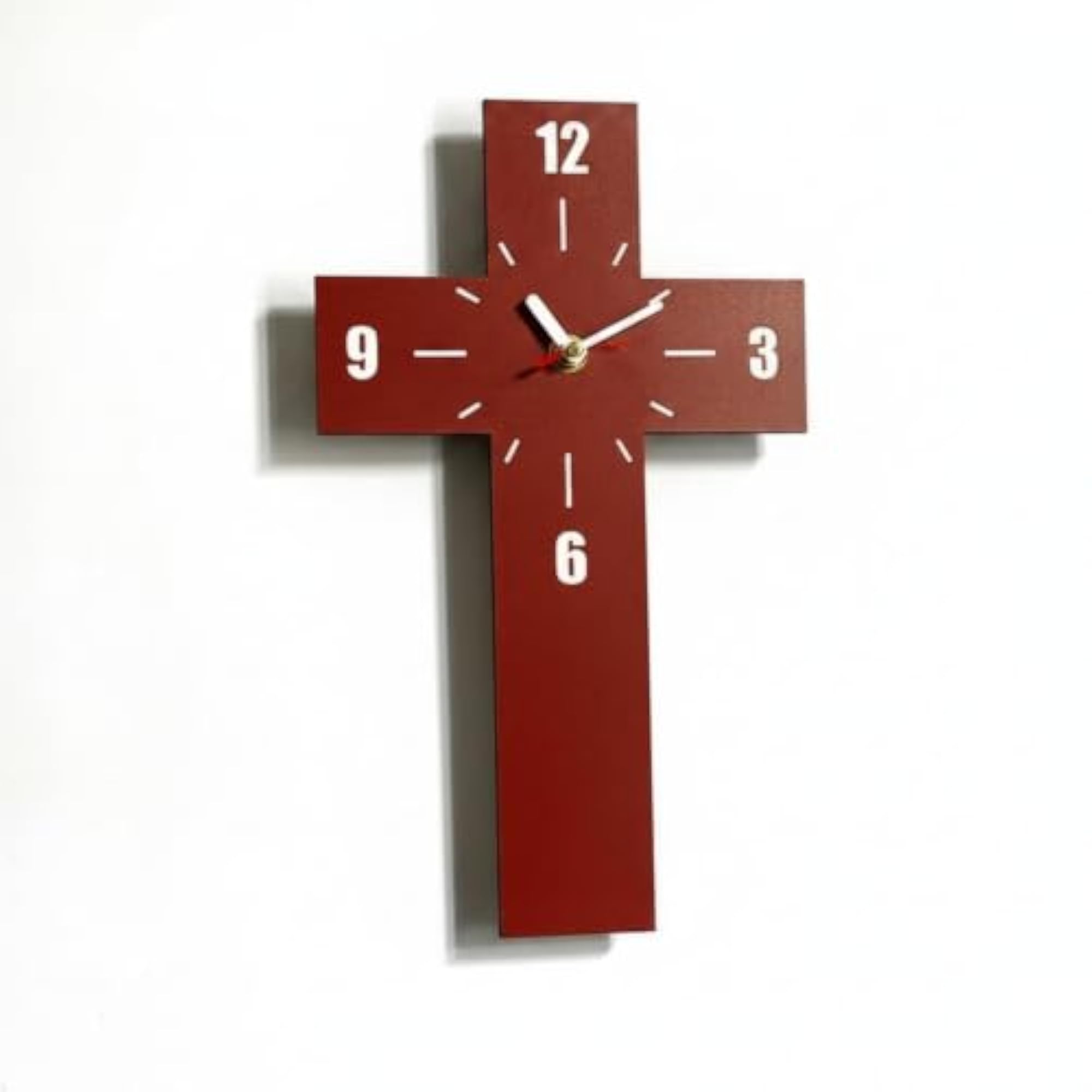 Cross-Shaped Wall Clock Textured Cruciform Timepiece
