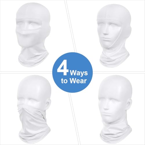 DiULi Balaclava Sturmhaube für Damen Herren, Gesichtsmaske Atmungsaktiv UV-Schutz Winddicht, Elastisch Helm Liner für Motorrad Fahrrad Ski Snowboard Outdoor Sports, Weiß