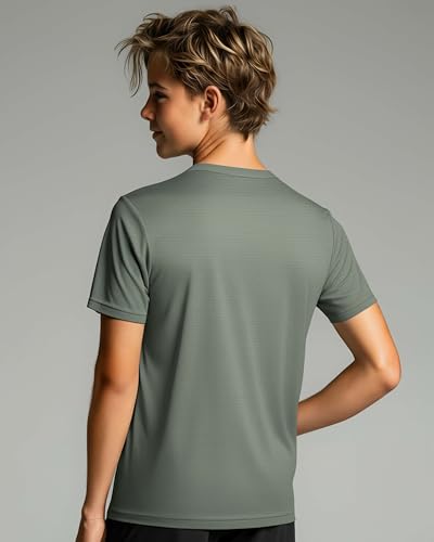 Image of Real Essentials 5 Pack: Boys Breeze Tech Dry-Fit Short Sleeve Athletic T Shirt Active Workout Gym Kids Youth