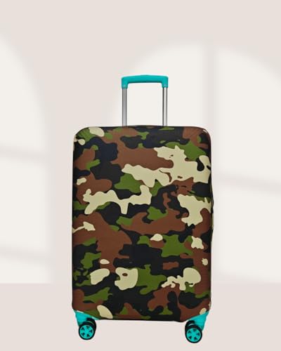 Image of Printed Polyester Suitcase Cover Stretchable Luggage Protector Trolley Bag Cover Travel Accessory (Fougi Brown-S,M)