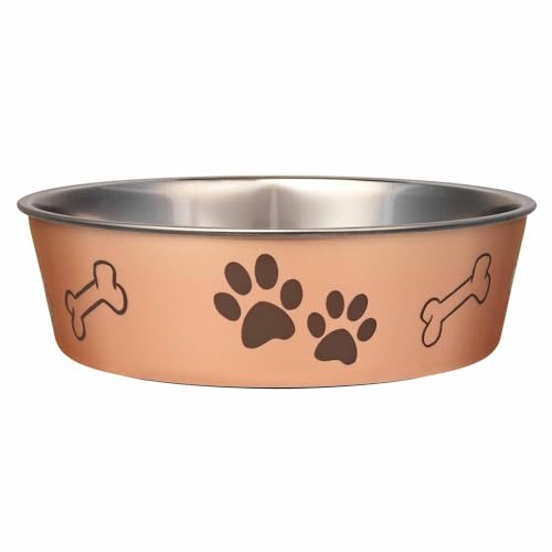 LOVING PETS Bella Bowls - Ciotola per Cibo e Acqua per Cani, Antiscivolo, Ciotola per Animali Domestici in Acciaio Inox, a Prova di versamenti (Grande, Champagne)