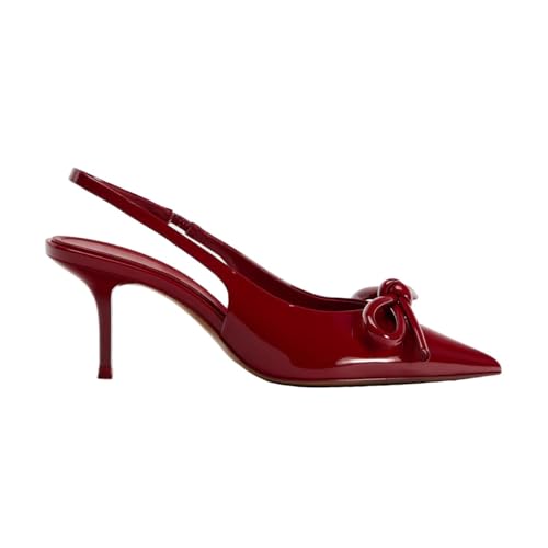 Women's Slingback High Heels Mules Faux Patent Leather Pump Bow Detail Buckle Closure Thin Heel Pointed Toe Wedding Party Office Dance Dress Shoes