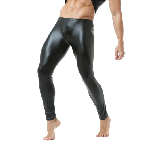 DTODWW Men's Faux Leather Activewear Leggings Slim Fit Tight Pants Long PU Pants Clubwear4