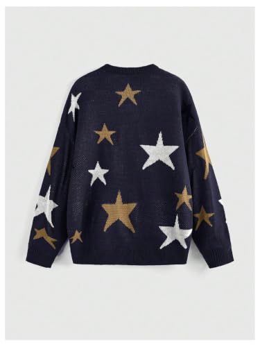Image of WDIRARA Women's Goth Cartoon Pattern Sweater Knit Pullover Top