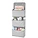 mDesign Organizer per armadio facile da installare – Scaffale in tessuto con motivo a lisca di pesce e 3 grandi scomparti – Portaoggetti da appendere alla porta – grigio e bianco