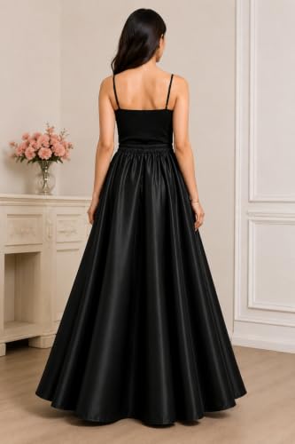 Image of Tishani Satin Full Circle Umbrella Cut Floor Length Skirt with Free Size