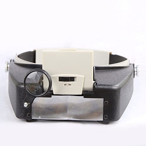 Lupa Lupa de Diadema con Lupa LED para Leer Lupas de Lupa Reparación de Relojes de joyería con 2 Luces LED (Gris)