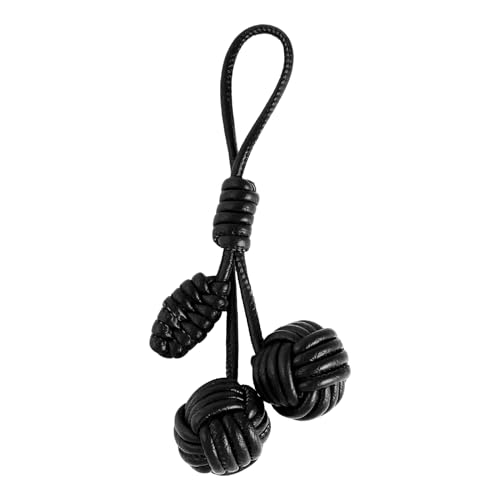 TUCEWP Cute Bag Charms for Women Men Stylish Black Braided PU Leather Rope Knot Charm for Handbag Backpack Big Woven Ball Keychain Aesthetic Lovely Purse Charm Car Accessories Birthday Christmas Gift