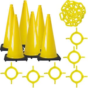 Mr. Chain Traffic Cone and Chain Kit, Yellow, 28-Inch Height (93202-6)