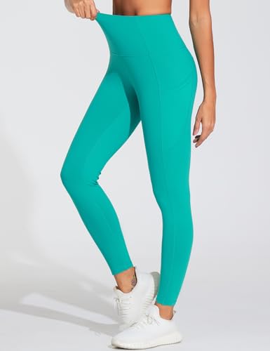 Image of THE GYM PEOPLE Thick High Waist Yoga Pants with Pockets, Tummy Control Workout Running Yoga Leggings for Women