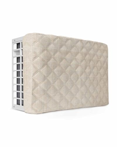 Cream Farmhouse Indoor Air Conditioner Cover for Window Units, Vintage Country...