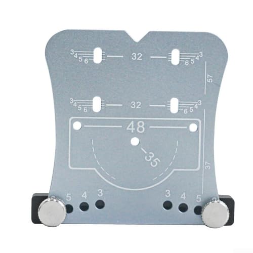 Plantilla de bisagra de puerta de gabinete de aluminio con plantilla de marcado para bisagras ocultas, compatible con múltiples compensaciones de bisagra (plata)
