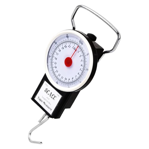 Báscula Portátil para Maletas de Viaje, Balanza Manual con Cinta Métrica de 1m, Peso Máximo 22 kg, Ideal para Equipaje en Viajes