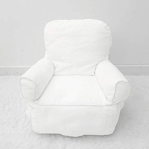 WAJI Children's sofa, cotton canvas baby seat lazy sofa Princess room photography kindergarten sitting stool bean bag-White