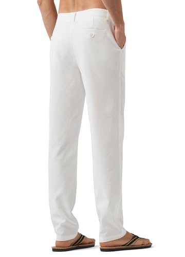 Image of Willit Men's Linen Pants Casual Linen Dress Pants Beach Summer Lightweight Trousers 28 inch 30 inch 32 inch