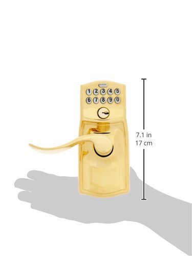 SCHLAGE FE595 CAM 505 16-234 10-027 Camelot by Accent Keypad Lever with Flex Lock, Bright Brass thumbnail 3