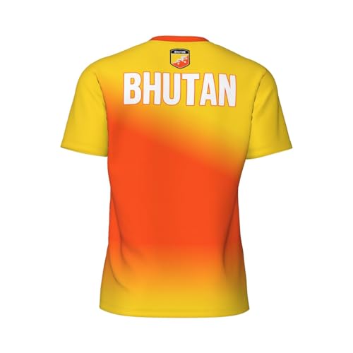 DJNGN T-Shirt en Jersey avec imprimé 3D dégradé de Couleurs du Drapeau du Bhoutan, idéal pour la Course à Pied, Le Cyclisme, Le Football et Le Fitness. – vue 4