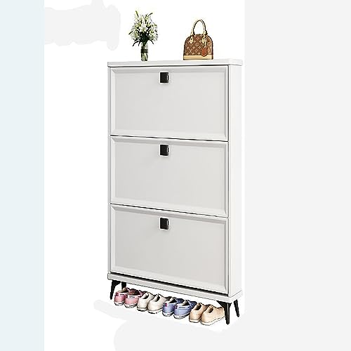 Zapatero de entrada independiente con diseño plegable oculto y cubo de basura inclinable estrecho para almacenamiento de zapatos para 18 24 pares
