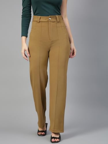 Image of KOTTY Women's Formal Wear Pant Combo Pack of 2 High Waist Straight Fit Office Wears Trousers For Women
