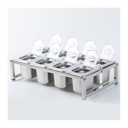 Estante de especias comercial expandible, estante de condimentos de acero inoxidable para cocina, condimentos de sal, azúcar, ensalada, mermelada, frutas, encimera, contenedor de condimentos