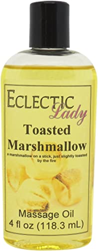 Toasted Marshmallow Massage Oil, 4 oz, With Sweet Almond Oil and Jojoba Oil, Preservative Free, Perfect for Aromatherapy and Relaxation