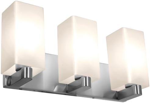 Archi - 3-Light Vanity - Brushed Steel Finish - Opal Glass Shade