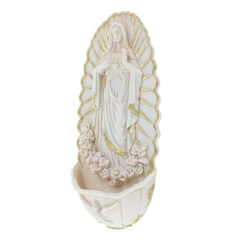 Zerodeko Colgante de piscina sagrada decoración muro fuente de agua virgen guadalupe Cerámica religiosa agua para colgar en la pared pared