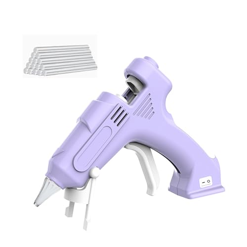 Cordless Hot Glue Gun, Energy Saving Rechargeable Fast Heating Glue Gun Kit with 10Pcs Mini Glue Sticks, 2000mAh Hot Glue Gun Kit for Home Repair, Art Crafts, DIY (Pu)