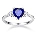 Yaresul Sapphire Ring for Women Sterling Silver Blue Heart Ring Sapphire Engagement Promise Ring for Her Token of Love September Birthstone Size 7