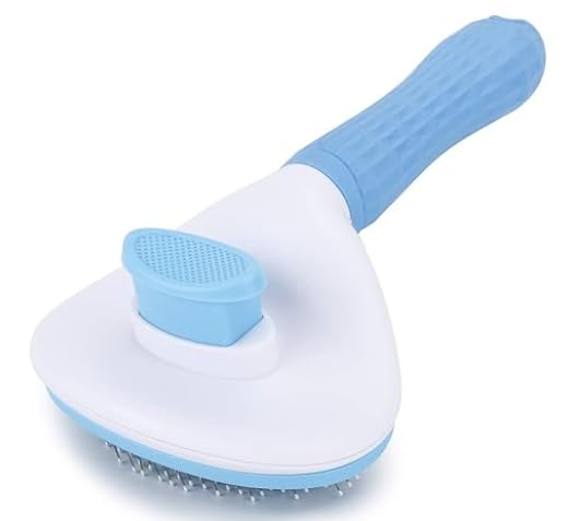 INdog Self Cleaning Slicker Brush, ideal for Labradors, Retrievers, Shepherds, Pomeranians, Dachshunds, Beagles, Bulldogs, Shih Tzu, Cocker Spaniel, Siberian Husky, Removes Tangles, Shedding Hair, Portable with Handle (Blue/Grey/Pink) (Grey) (B0DDJKH444) Amazon Price History, Amazon Price Tracker
